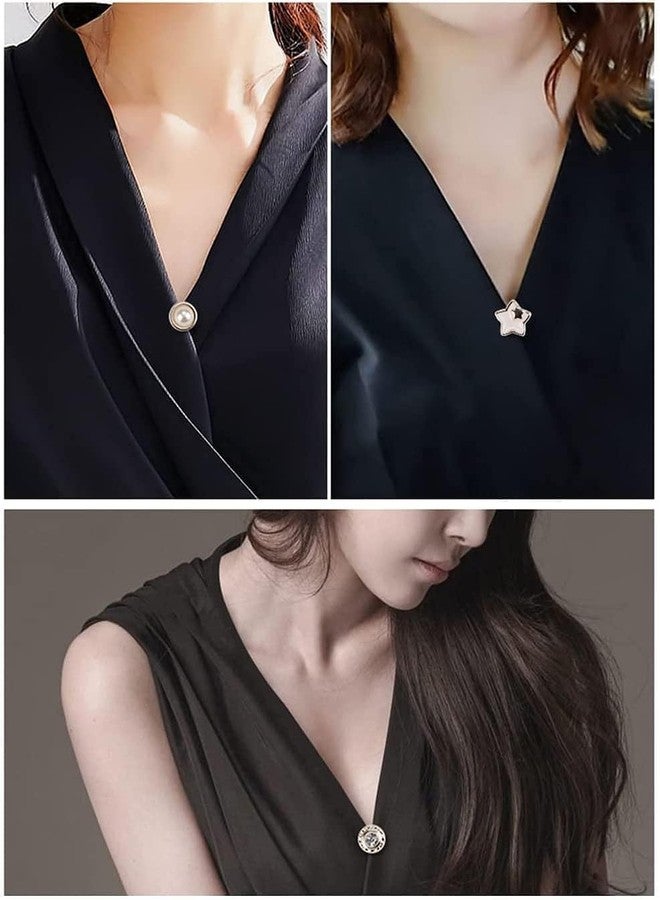 ARLICODECK 20Pcs Women Shirt Brooch Buttons Pearl No Sew Button Pins Instant Button Jeans Button Pins Women Shirt Safety Brooch - Image 3